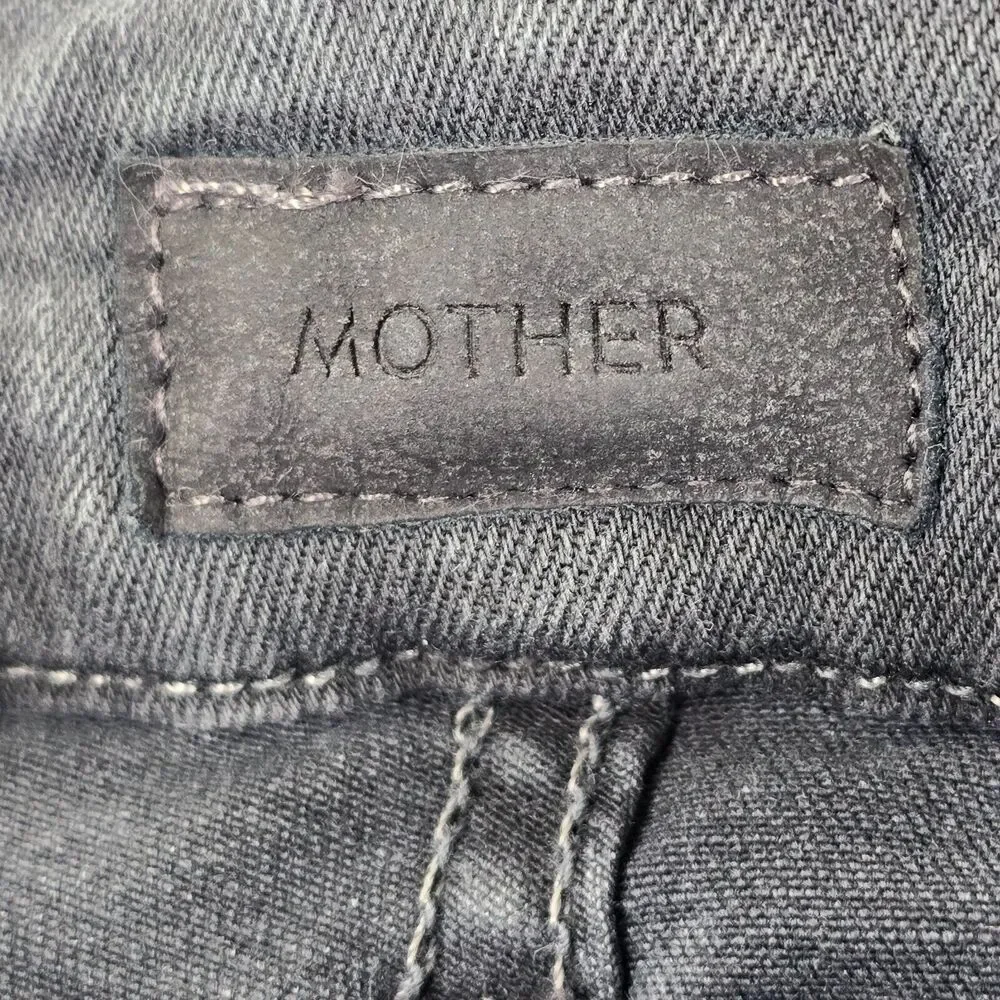 MOTHER Jeans Women's The Looker Zip Fray Dye Faded Black Size 26